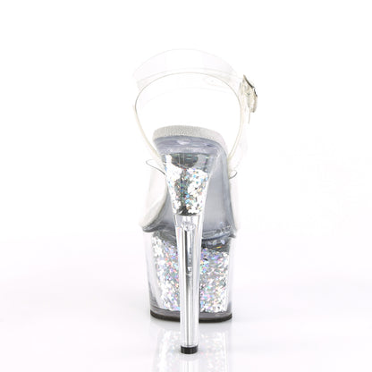 Pleaser Sandales pour femmes SKY-308GF CLR / SLV Multi Glitter