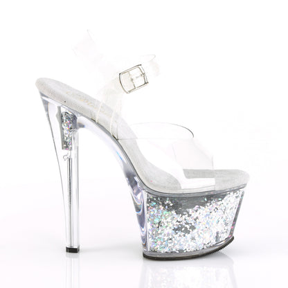 Pleaser Sandales pour femmes SKY-308GF CLR / SLV Multi Glitter