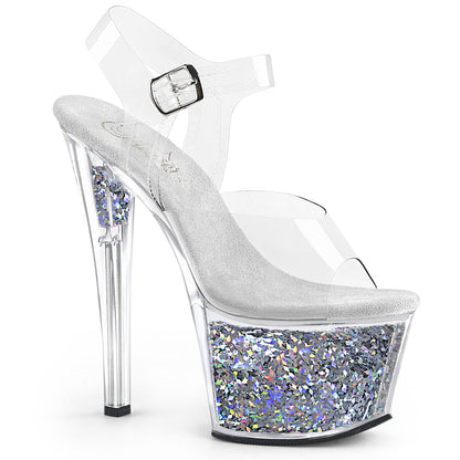 Pleaser Sandales pour femmes SKY-308GF CLR / SLV Multi Glitter