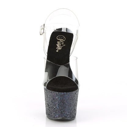 Pleaser Sandales pour femmes SKY-308LG CLR / BLK Multi Glitter