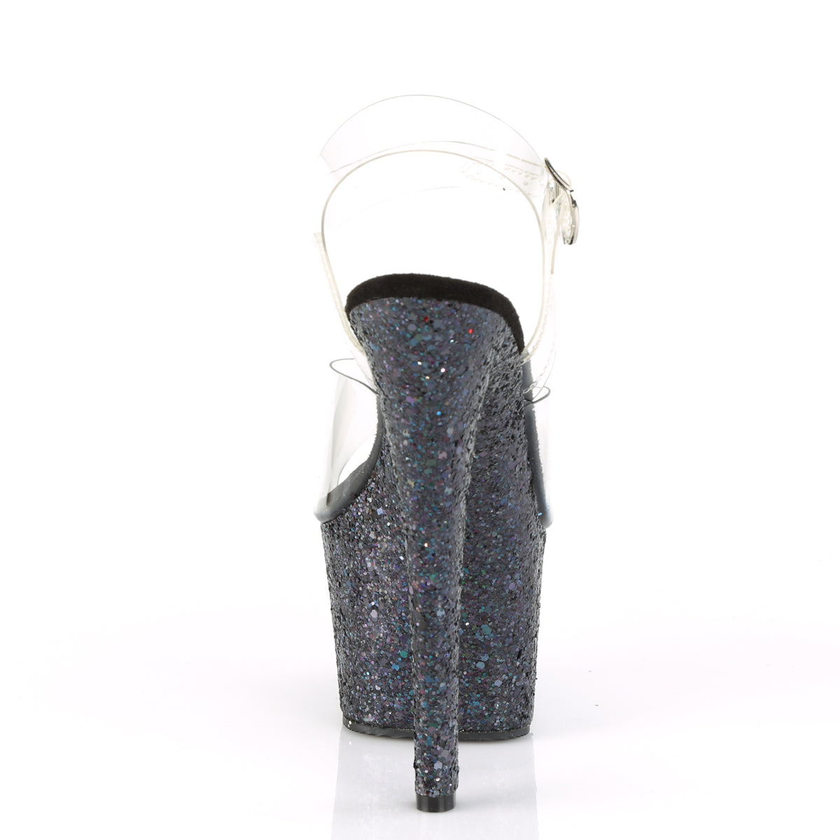 Pleaser Womens Sandals SKY-308LG Clr/Blk Multi Glitter