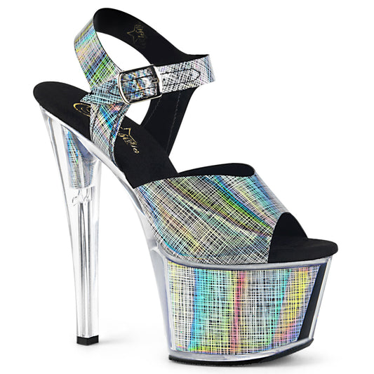 Pleaser Sandales pour femmes SKY-308N-CRHM BLK Hologramme TPU / BLK Hologramme