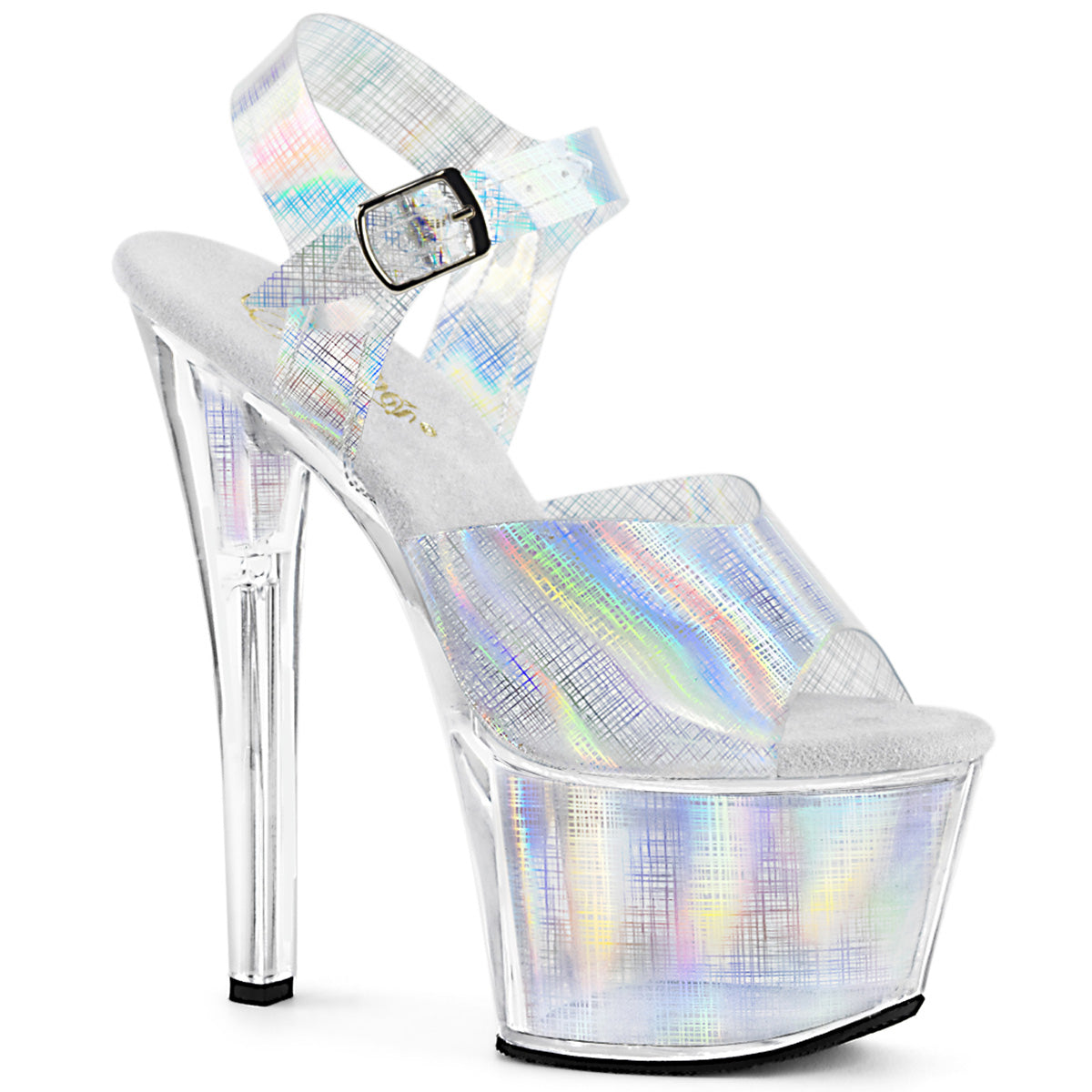 Pleaser Womens Sandals SKY-308N-CRHM Slv Hologram TPU/Slv Hologram