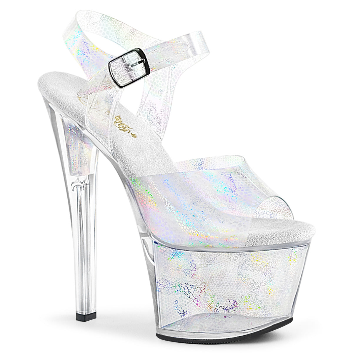 Pleaser Sandales pour femmes SKY-308N SLV Hologramme TPU / SLV inserts d'hologramme