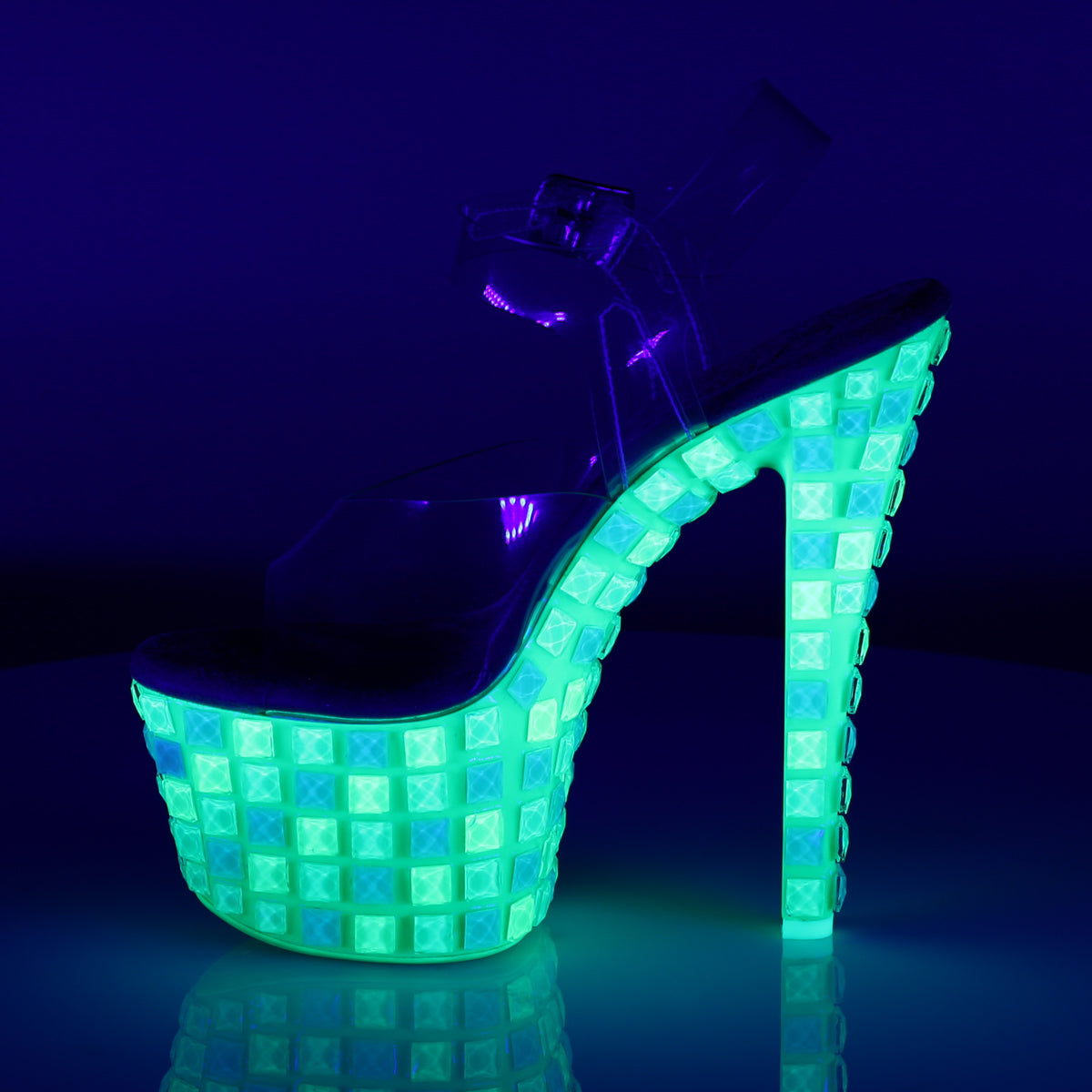 Pleaser Womens Sandals SKY-308UVTL Clr/Neon Green