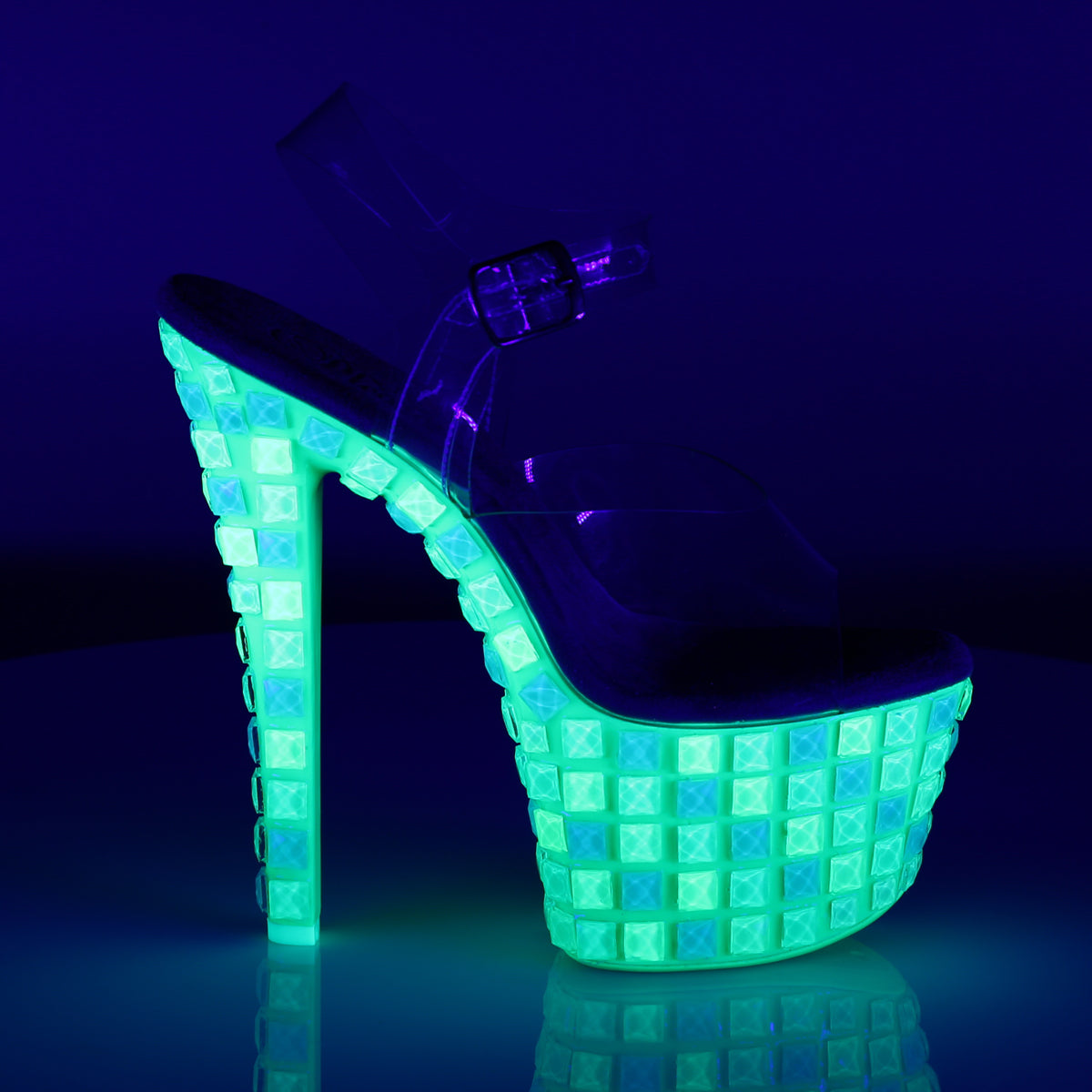 Pleaser Womens Sandals SKY-308UVTL Clr/Neon Green