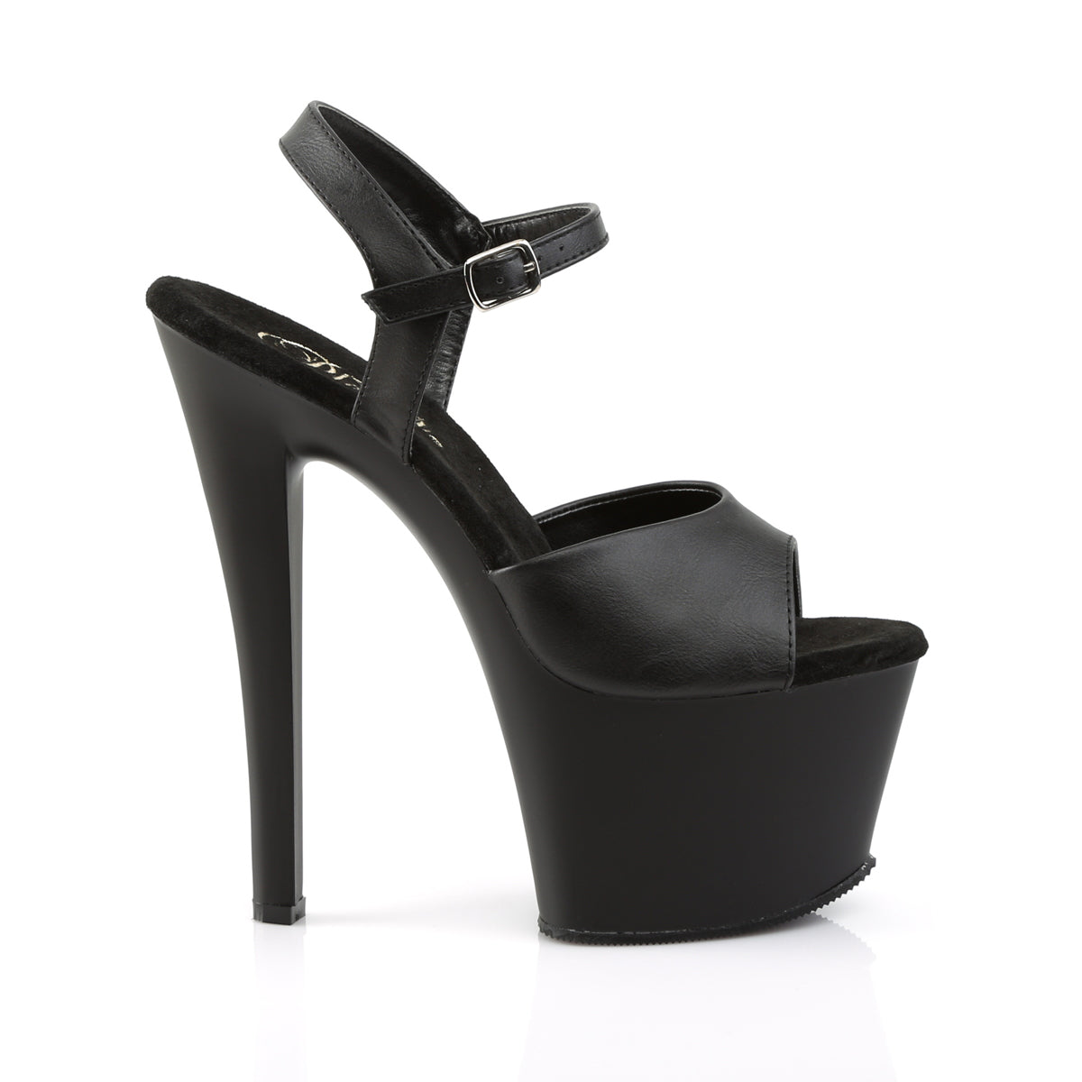 Pleaser Womens Sandals SKY-309 Blk Faux Leather/Blk Matte