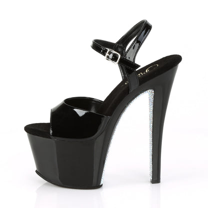 Pleaser Sandales pour femmes SKY-309CRS BLK / BLK-SLV AB RSTN