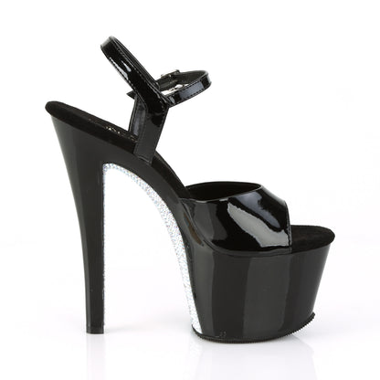 Pleaser Sandales pour femmes SKY-309CRS BLK / BLK-SLV AB RSTN