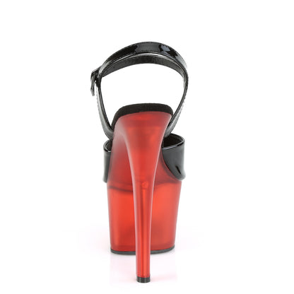 Pleaser Womens Sandals SKY-309T Blk Pat/Frosted Red