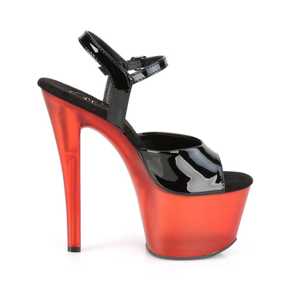 Pleaser Womens Sandals SKY-309T Blk Pat/Frosted Red