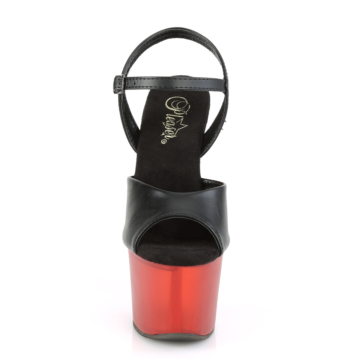Pleaser Sandales pour femmes SKY-309T Blk Faux Cuir / Rouge givré