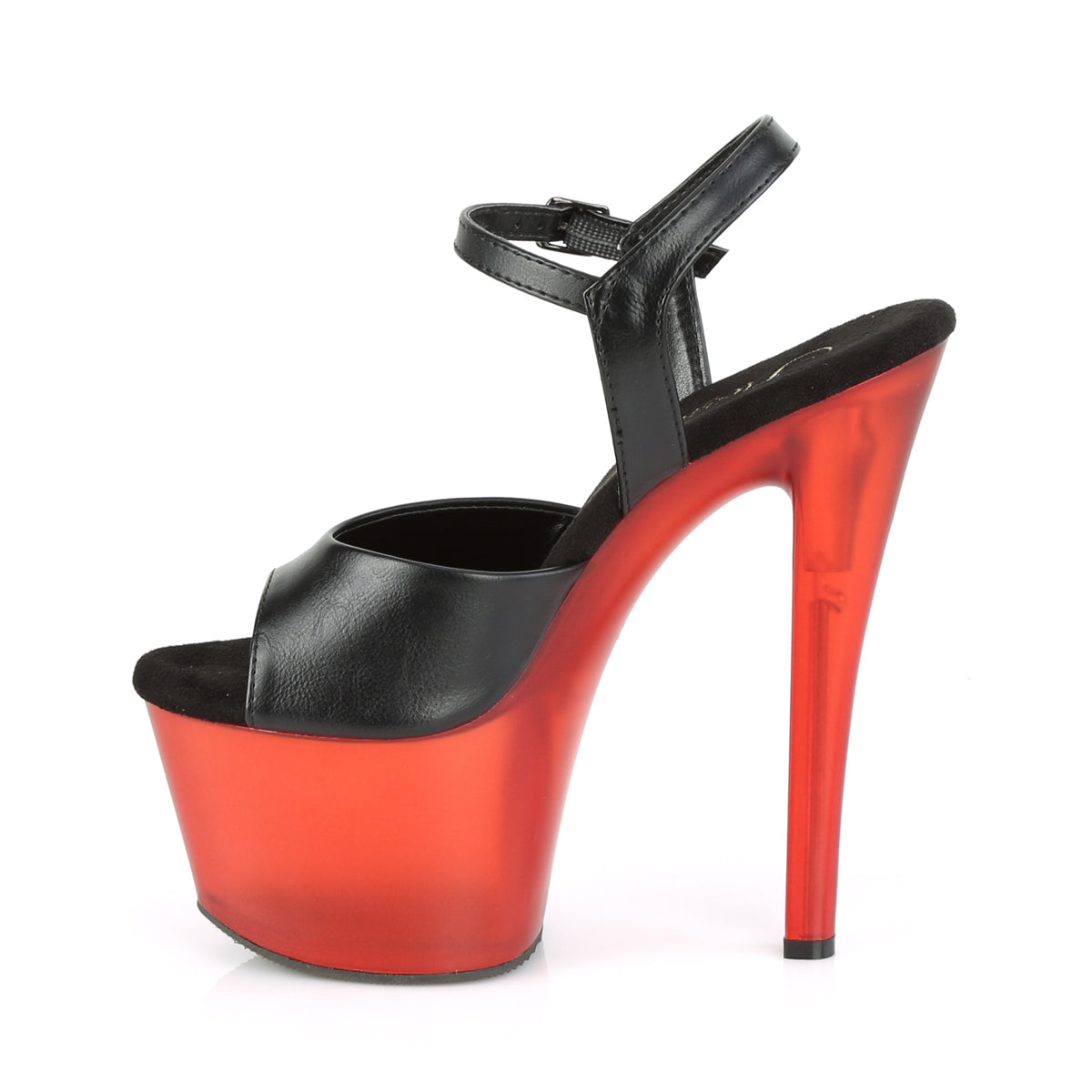 Pleaser Sandales pour femmes SKY-309T Blk Faux Cuir / Rouge givré
