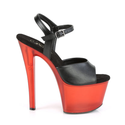 Pleaser Sandales pour femmes SKY-309T Blk Faux Cuir / Rouge givré