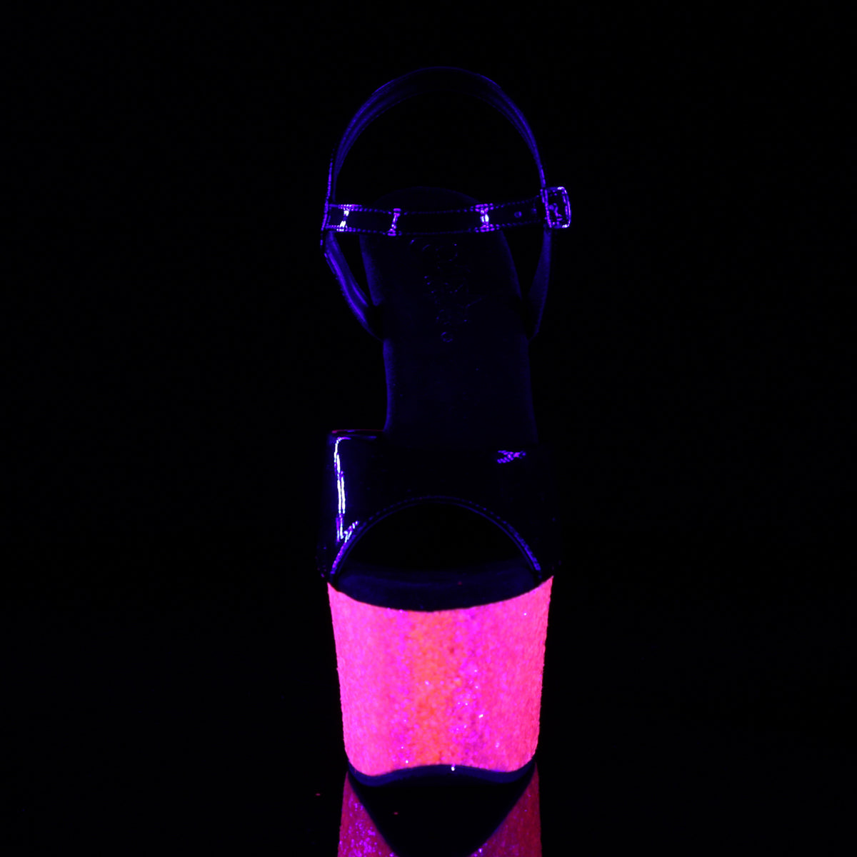 Pleaser Sandales pour femmes SKY-309vlg BLK PAT / NEON H. PINK GLITTER