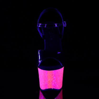 Pleaser Sandales pour femmes SKY-309vlg BLK PAT / NEON H. PINK GLITTER