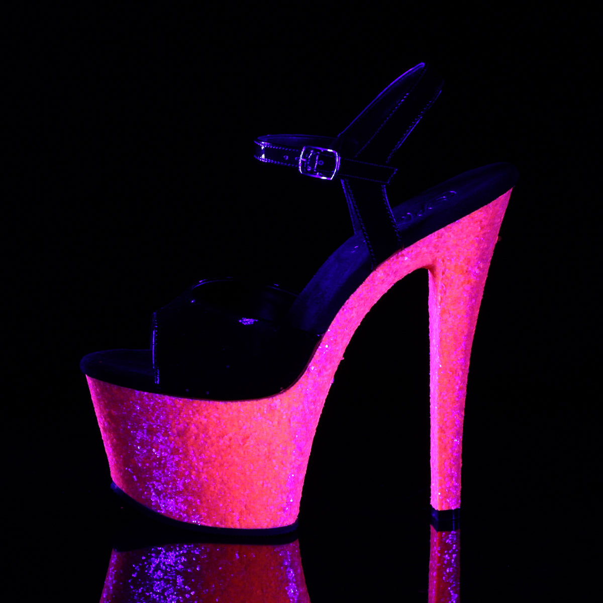 Pleaser Sandales pour femmes SKY-309vlg BLK PAT / NEON H. PINK GLITTER