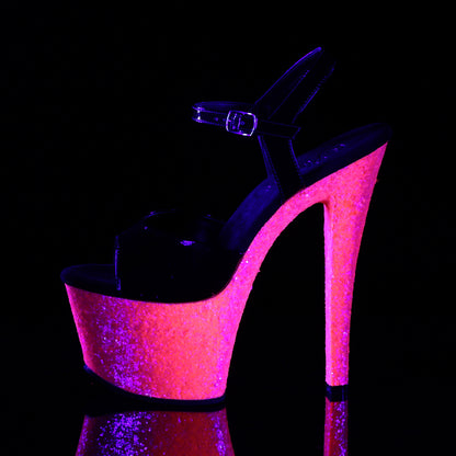 Pleaser Sandales pour femmes SKY-309vlg BLK PAT / NEON H. PINK GLITTER