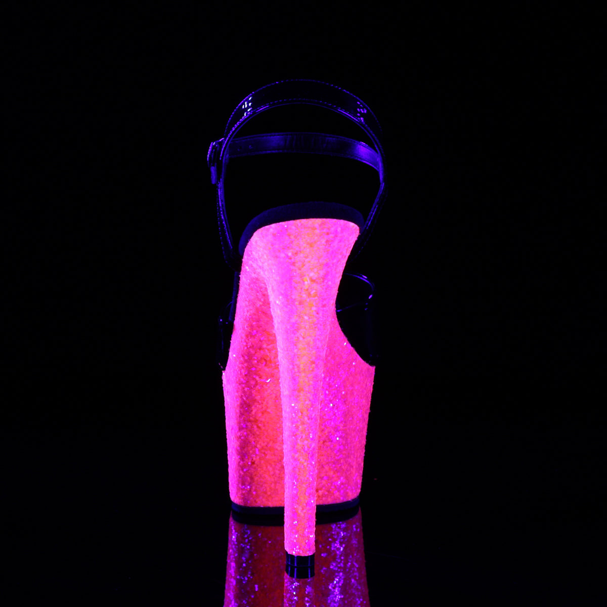 Pleaser Sandales pour femmes SKY-309vlg BLK PAT / NEON H. PINK GLITTER