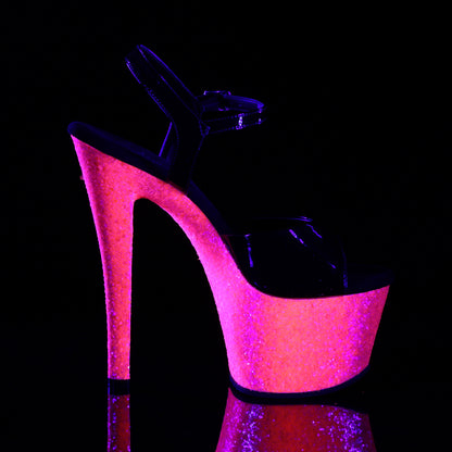 Pleaser Sandales pour femmes SKY-309vlg BLK PAT / NEON H. PINK GLITTER
