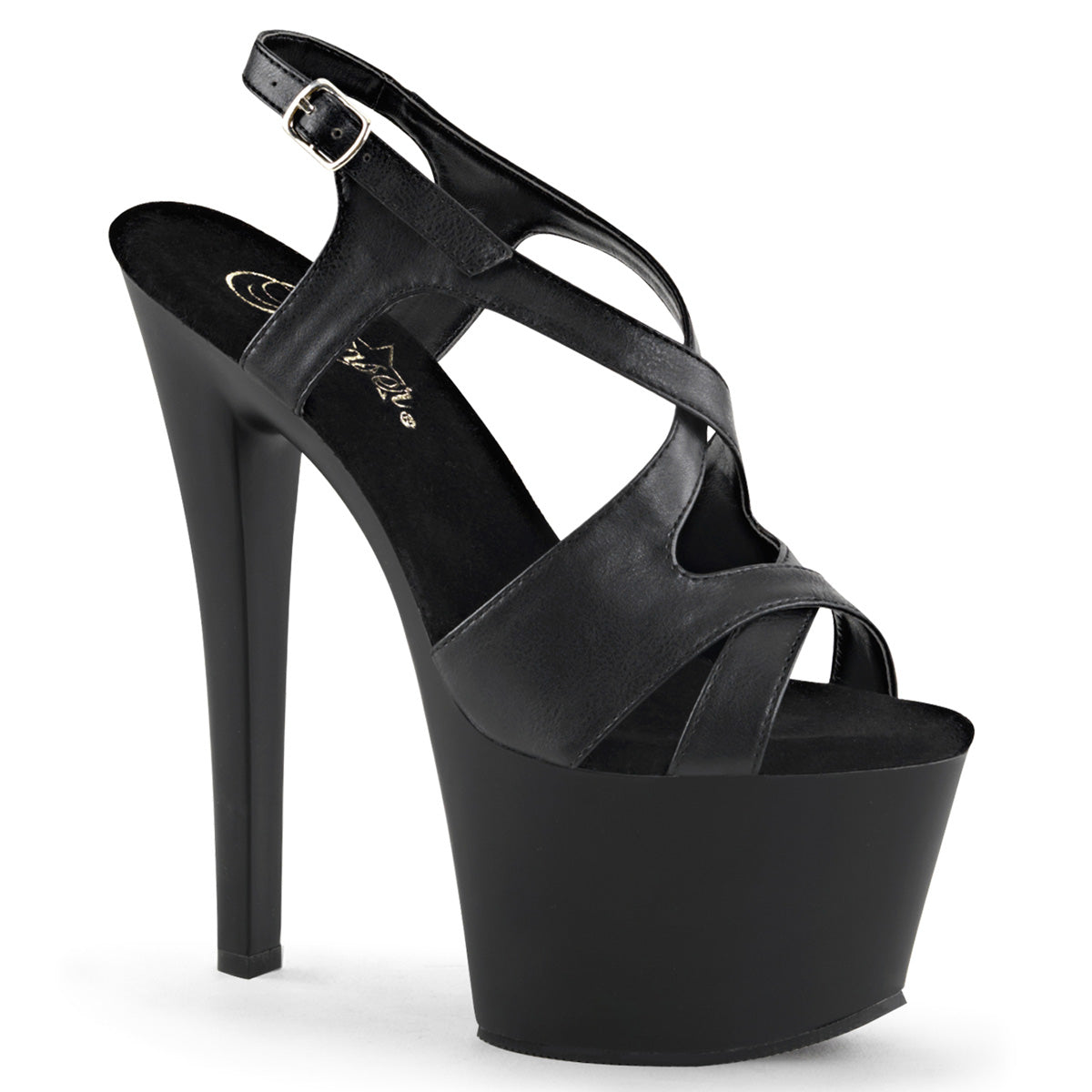 Pleaser Sandales pour femmes SKY-330 Blk Faux Cuir / Blk Matte