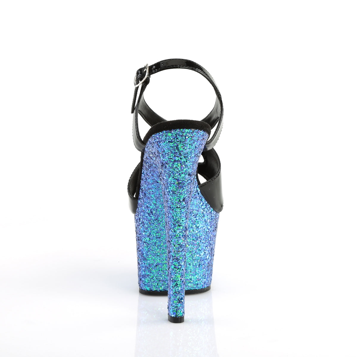 Pleaser Sandales pour femmes SKY-330LG BLK PAT / Bleu Multi Glitter