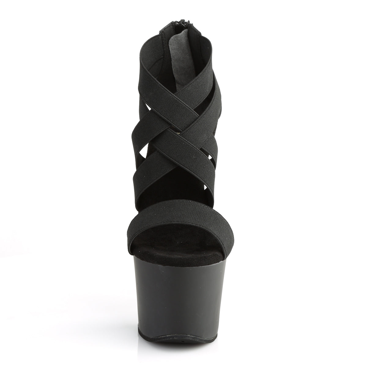 Pleaser Womens Sandals SKY-369 Blk Elastic Band/Blk Matte