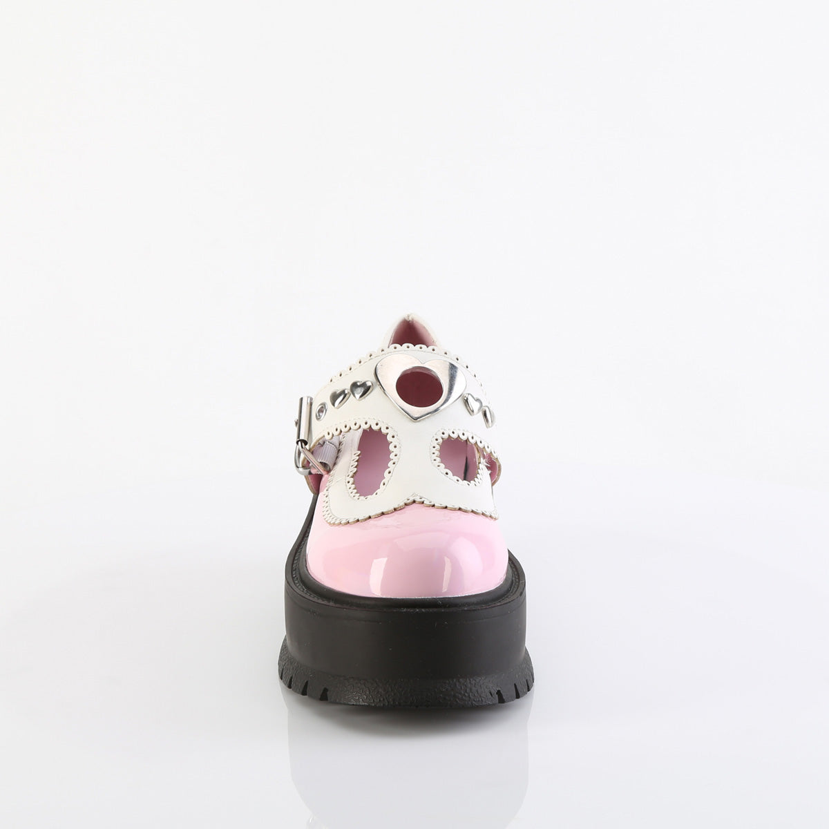 DemoniaCult   SLACKER-23 B. cuir végétalien holo rose pat-wht