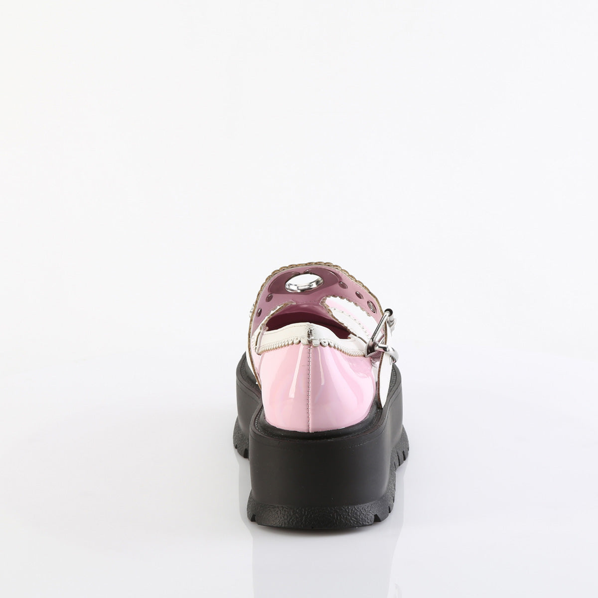 DemoniaCult   SLACKER-23 B. cuir végétalien holo rose pat-wht