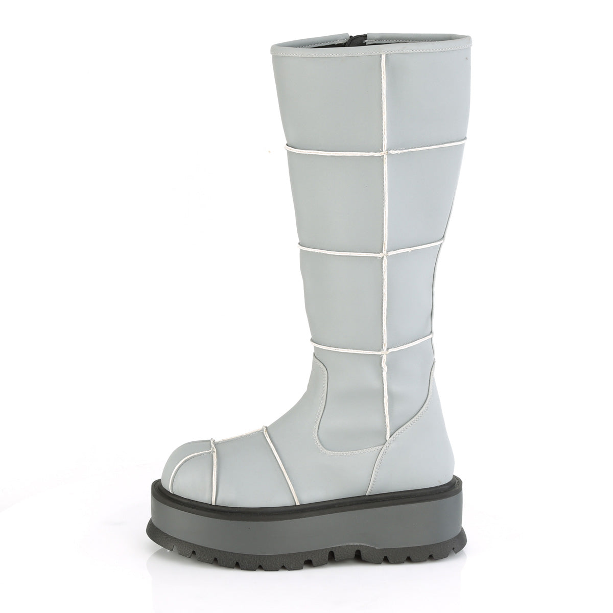 DemoniaCult Womens Boots SLACKER-230 Grey Reflective Vegan Leather
