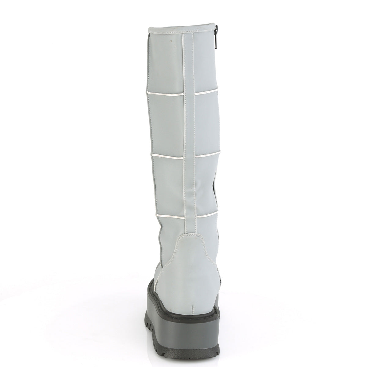 DemoniaCult Womens Boots SLACKER-230 Grey Reflective Vegan Leather