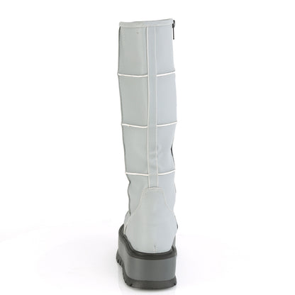 DemoniaCult Womens Boots SLACKER-230 Grey Reflective Vegan Leather