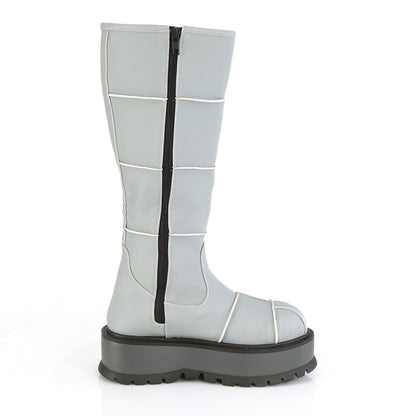 DemoniaCult Womens Boots SLACKER-230 Grey Reflective Vegan Leather