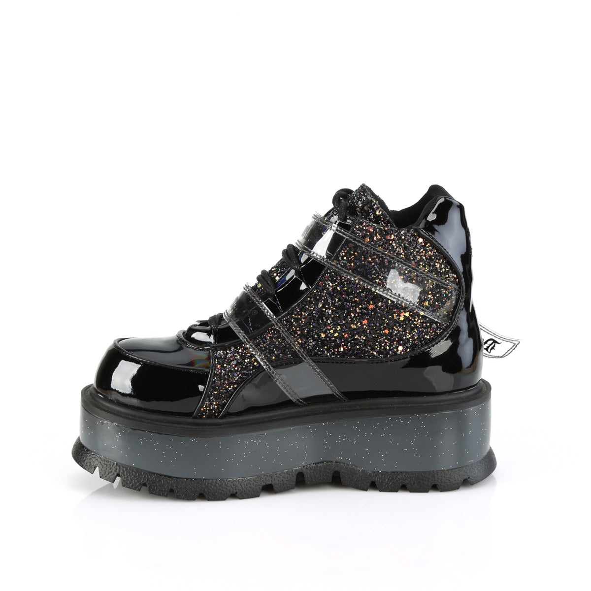 DemoniaCult  Bottines SLACKER-50 BLK Patent-Blk Multitter