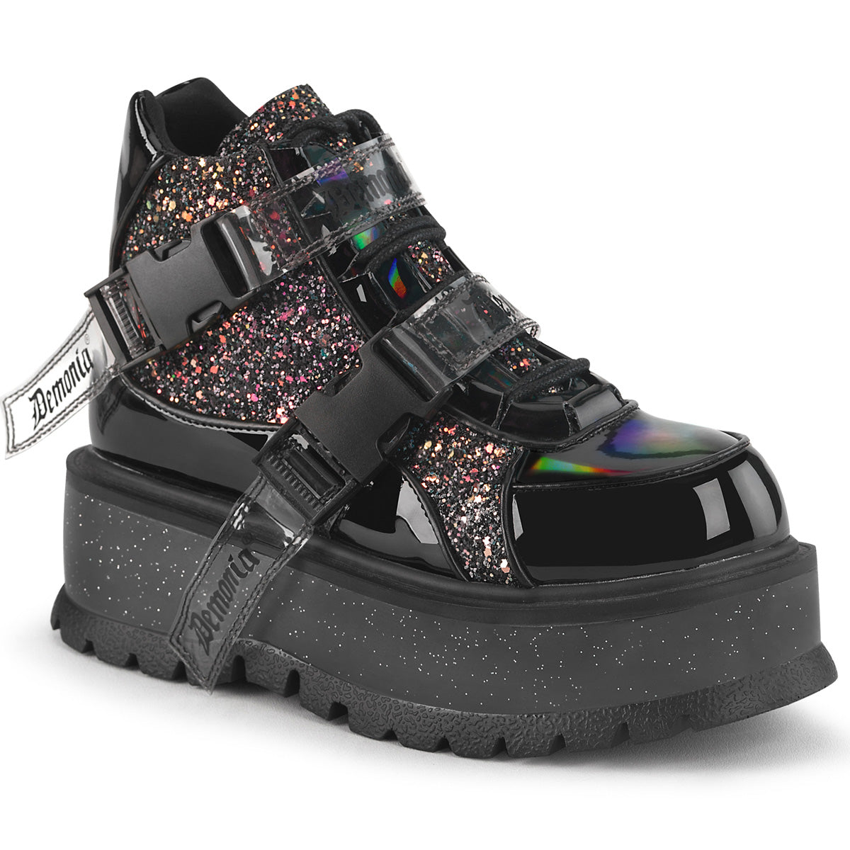 DemoniaCult  Bottines SLACKER-50 BLK Patent-Blk Multitter