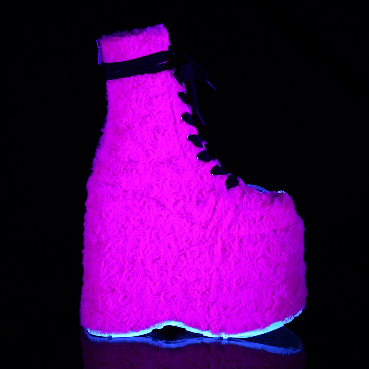 DemoniaCult Womens Boots SLAY-206 H. Pink Fur