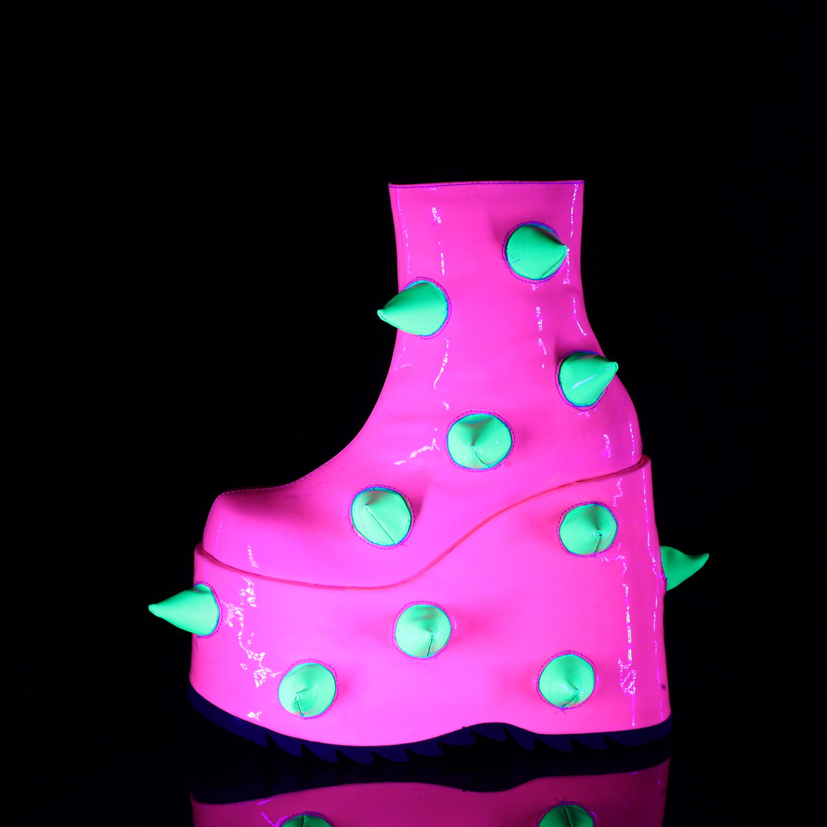 DemoniaCult  Bottines SLAY-77 Green Pink-Neon UV UV