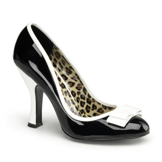 Pin Up Couture Womens Pumps SMITTEN-01 Blk-Wht Pat