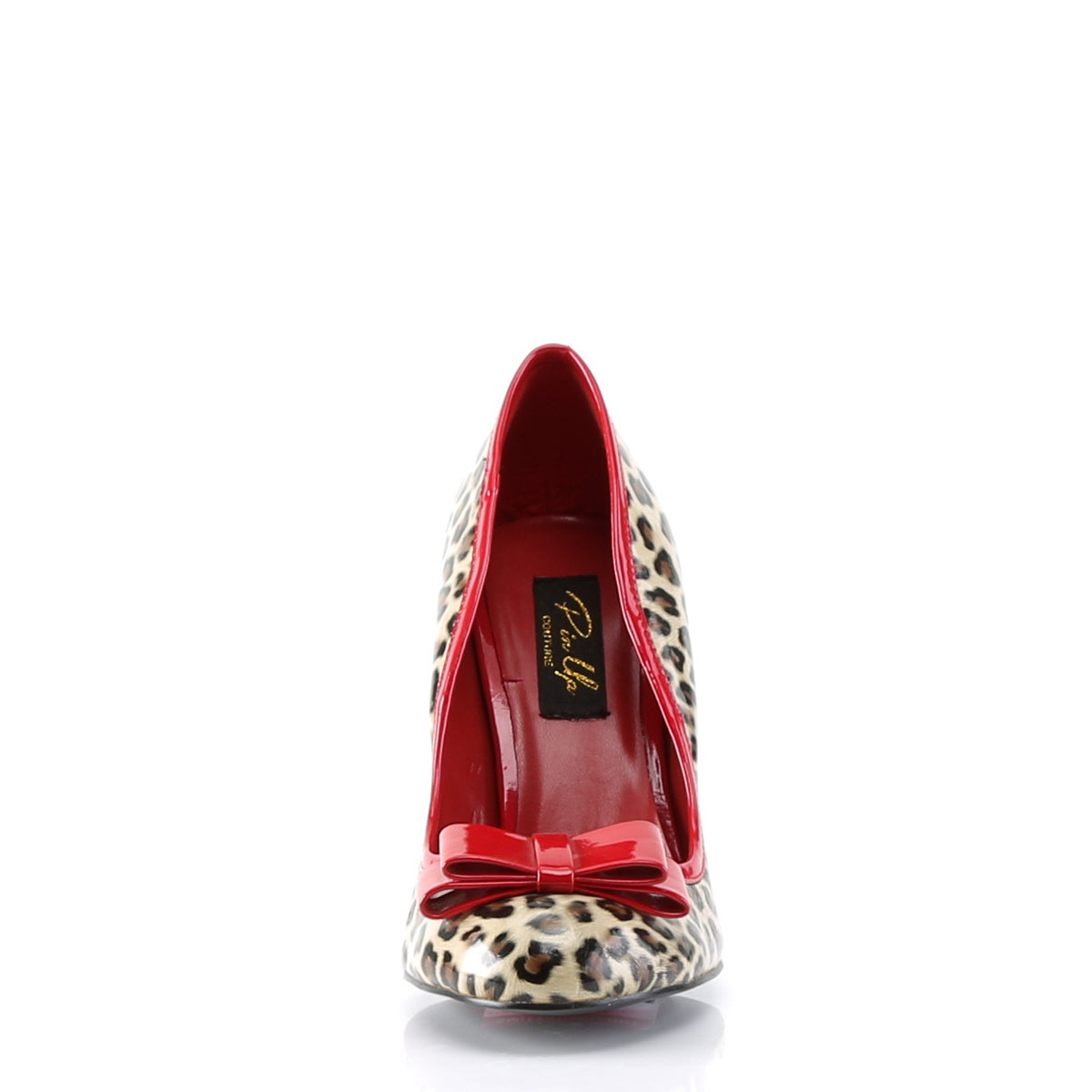 Pin Up Couture Pompes pour femmes SMITTEN-01 Tan Pu-Red Pat (imprimé guépard)