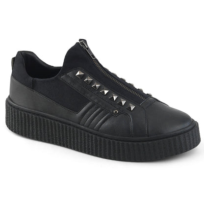DemoniaCult Chaussure basse pour hommes SNEEKER-125 Blk Canvas-Blk PU