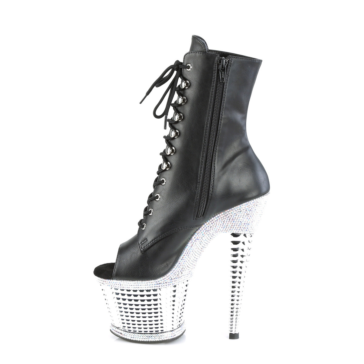 Pleaser  Ankle Boots SPECTATOR-1021RS Blk Faux Leather/Slv RS-Chrome