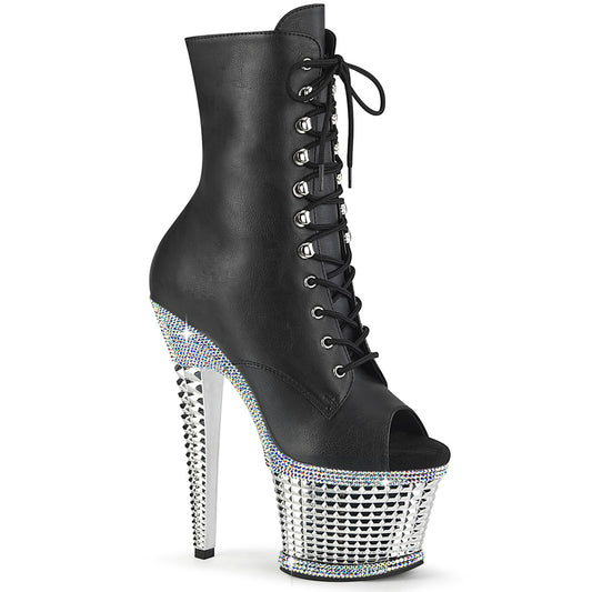 Pleaser  Bottines SPECTATOR-1021RS BLK FAUX CUIR / SLV RS-CHROME