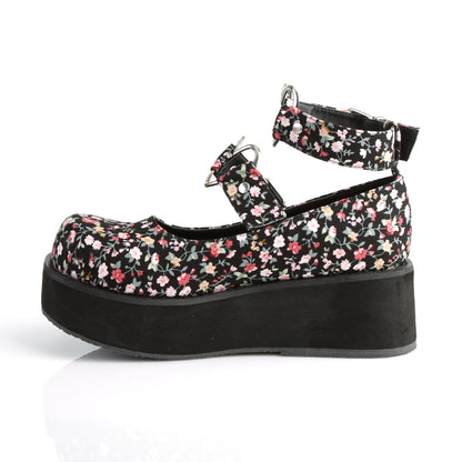 DemoniaCult Pompes pour femmes SPRITE-02 tissu floral