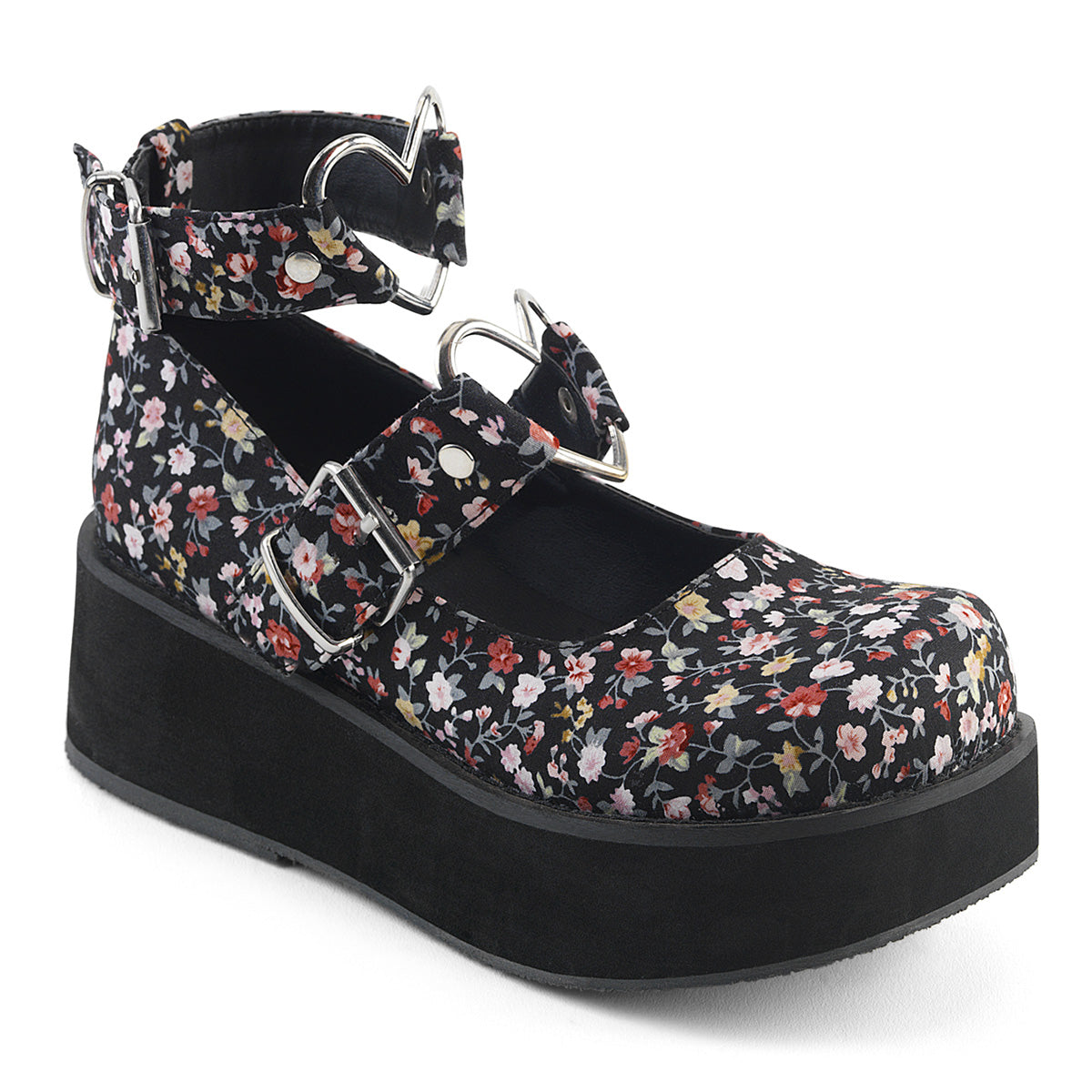DemoniaCult Pompes pour femmes SPRITE-02 tissu floral