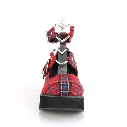 DemoniaCult Womens Pumps SPRITE-02 Red Plaid Fabric