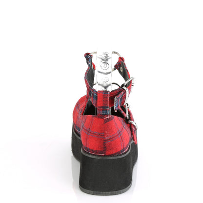 DemoniaCult Womens Pumps SPRITE-02 Red Plaid Fabric