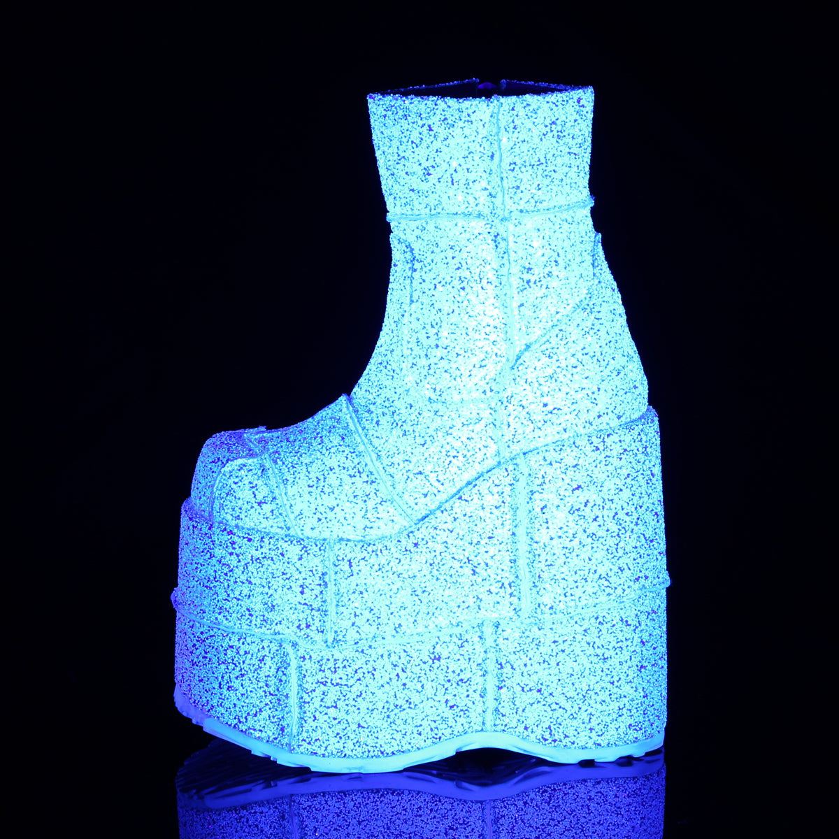 DemoniaCult Mens Boots STACK-201G Wht Multi Glitter