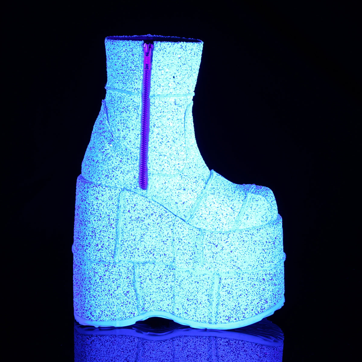 DemoniaCult Mens Boots STACK-201G Wht Multi Glitter