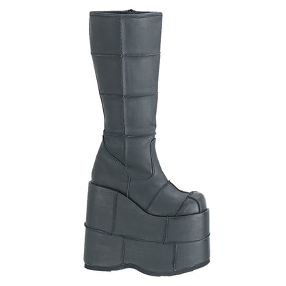 DemoniaCult Bottes pour hommes STACK-301 Cuir végétalien BLK
