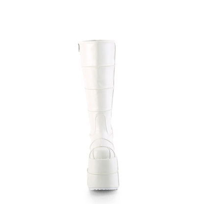 DemoniaCult Mens Boots STACK-301 Wht Vegan Leather